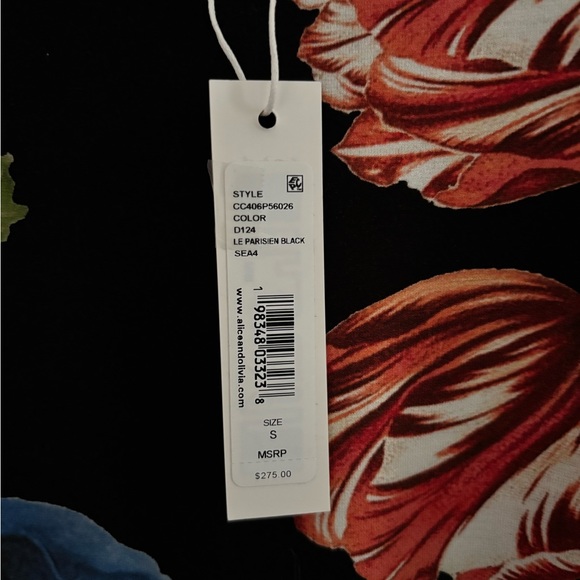 NWT Alice and Olivia Delaina Long Sleeve Floral Top - Picture 4 of 7